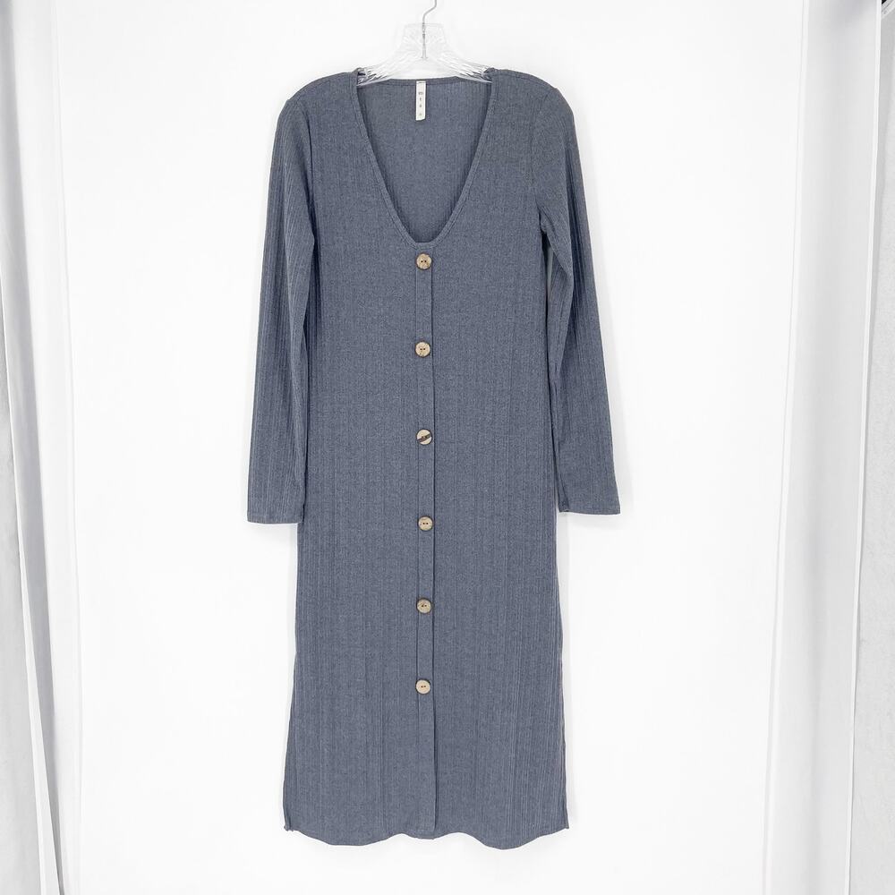 MTS Long Sleeve Button-Front Midi Dress Size Medium